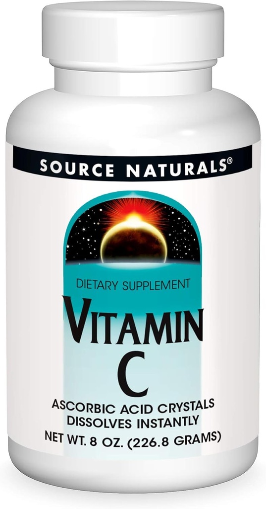 Zdroj Naturals Vitamin C - Ascorbic acid Crystals Ten se rozpouští okamžitě, dodatek stravy - 8 oz