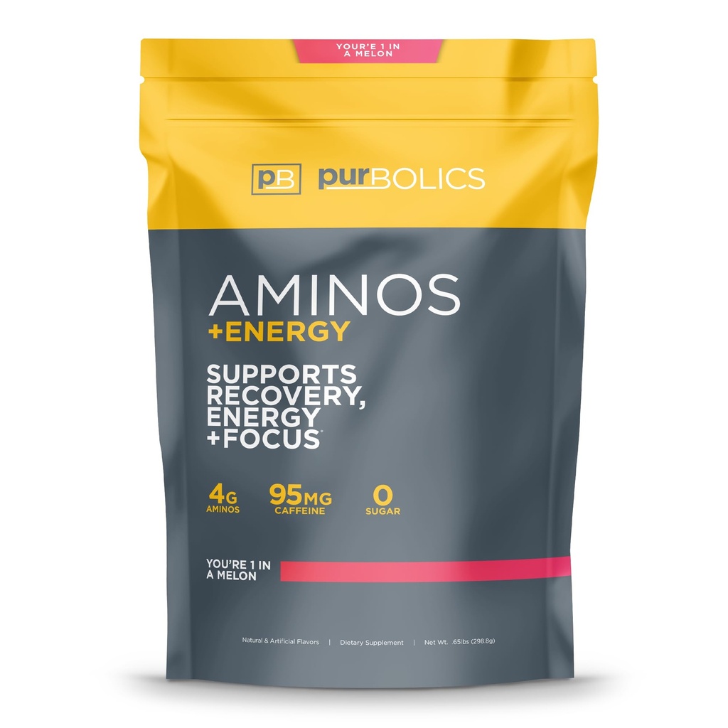 Purbolics Aminos + Energy PHARMAN124; Podporuje obnovu, Energy & Focus PHARMAN124; 95mg kofeinu, 0 Cukr & 60 Služeb (Jste 1 v A Melon)