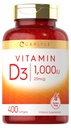 Carlyle Vitamin D3 1000IU PHARMAN124; 400 Softgels PHARMAN124; High Potency PHARMAN124; Non- GMO & gluten zdarma