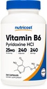 Nutricost Vitamin B6 (Pyridoxin HCl) 25 mg, 240 Kapsle - Non- GMO, Gluten zdarma a Vegetarian Friendly