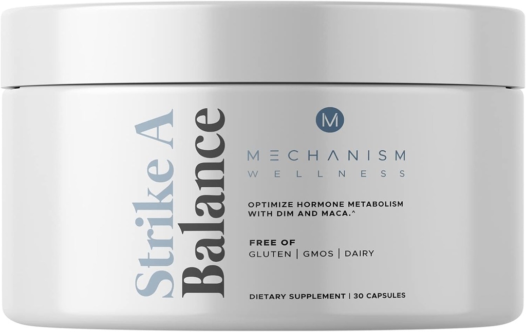 Strike A Balance Hormonální bilance Doplňky s DIM Maca Energy Mood Metabolismus Prostate PMS Menopauza Podpora Non- GMO, 30 Kapsle
