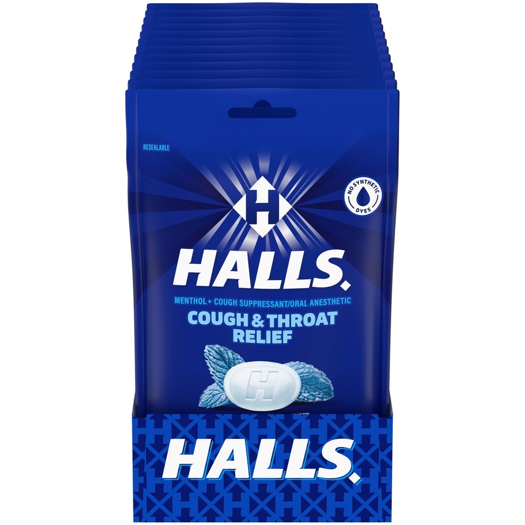 HALLS Kašel a Krční pomoc Mento- Lyptus Kašel Kašel Kapky, 12 sáčků po 30 (360 Celkem Kapky)