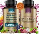 Kognitivní Wellness Bundle - Resveratrol Complex & Shilajit Fulvic Acid Minerals - Moss moře, Ashwagandha, Klinicky testované Cognigreen Red Grape Extract - Non- GMO, Gluten- free, Vegan dodatek