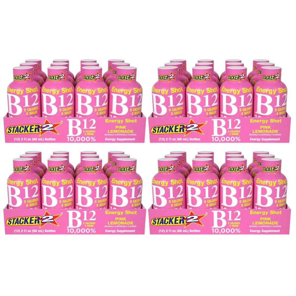 Stojan 2 Růžová limonáda B12 Energy Shot, 2oz (balení po 48)