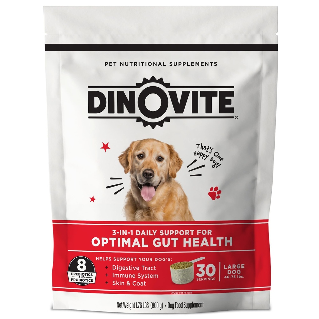 Dinovit Probiotický dodatek pro psy - Omega 3 - Hot Spot Relief - Kůže & Coat Supplement - 30 denní dodávka (30 denní dodávka, velcí psi (45 + lbs))