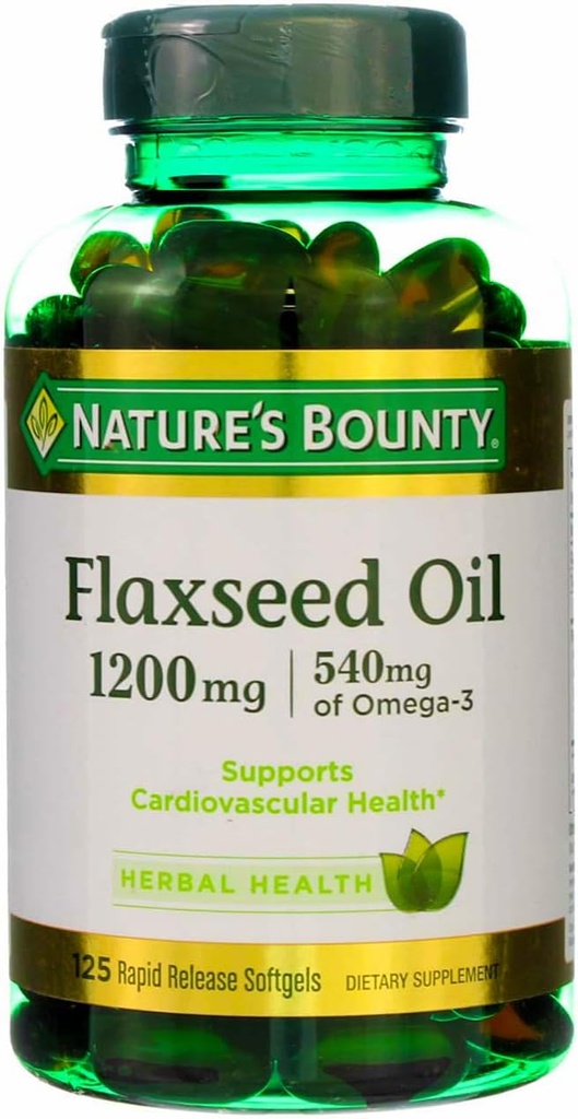 Nature 's Bounty Flaxseed Oil 1200 mg, 125 Rychlé uvolnění (balení po 3)