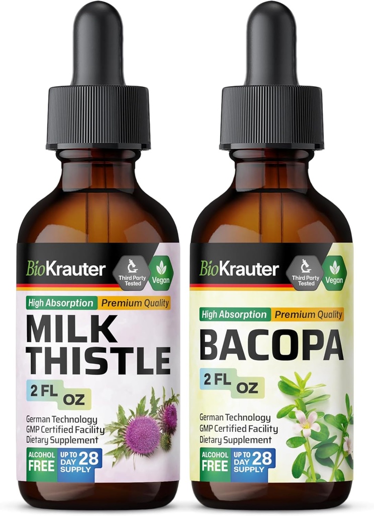 BIO KRAUTER Mléko Thistle Tincture 2 Fl. Oz. & Bacopa Tincture 2 Fl. Oz.