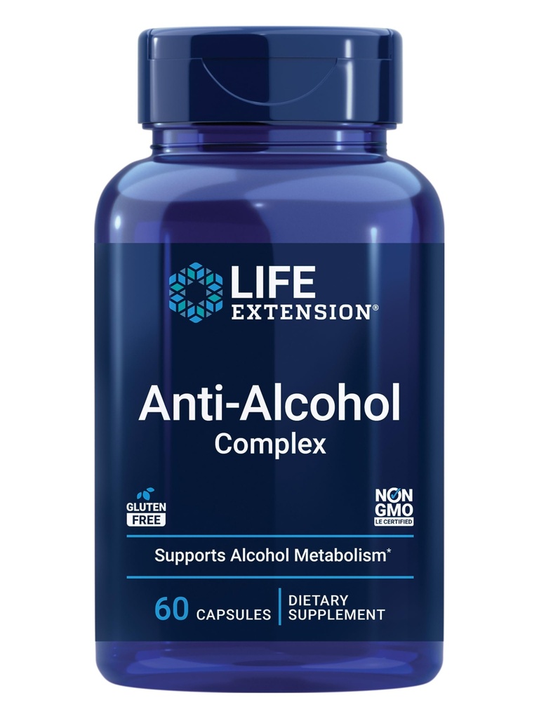 Life Extension Anti- Alkohol Complex, Vitamin C, zinek, Grape Seed, Mléčné Thistle, Clove Extract, Podporuje zdravý Alkohol metabolismus & Optimální funkce jater, gluten- Free, Non- GMO, 60 Kapsle