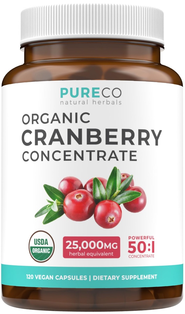 Organické Cranberry Extract Kapsle - Super 50X Potency Cranberry pilulky pro ženy na podporu močového měchýře a ledviny - Vegan Non- GMO USDA Organic & North American Sourced (4 Měsíční dodávka)
