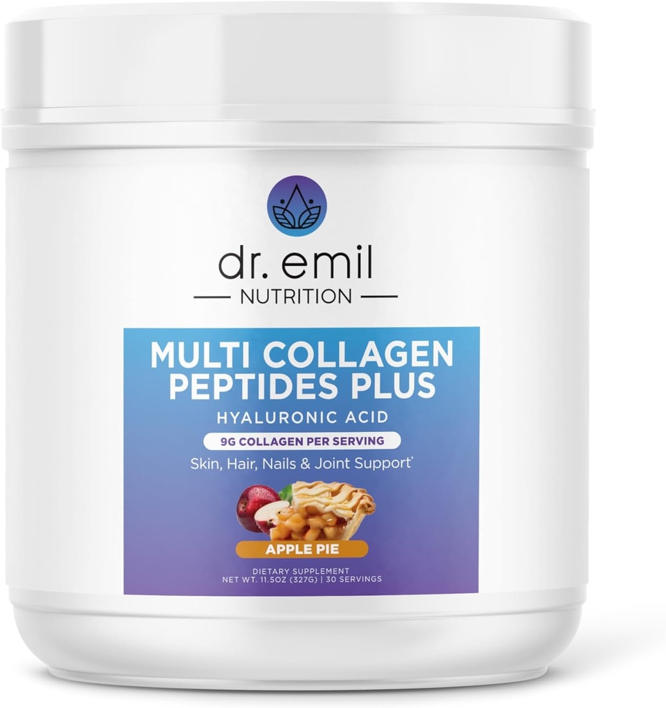 DR. EMIL NUTRITION Multi kolagen Peptides Plus - Apple Pie Flavor OR 124; 9g Collagen + Hyaluronic Acid OF 124; kůže, vlasy, nehty a společná podpora OF 124; Paleo & Keto-Friendly, Non- GMO, 11.3 oz