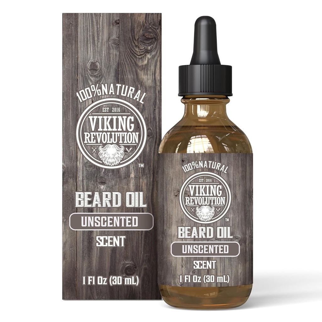 Viking Revolution Nevoňavý vdovský olej pro muže - Natural Mens Vous Oil with Argan Oil and Jojoba Oil - Beard Softtener, Posilovače a Moisturizes - Beard Conditioner pro muže (Nevoňavý, 1 Pack)