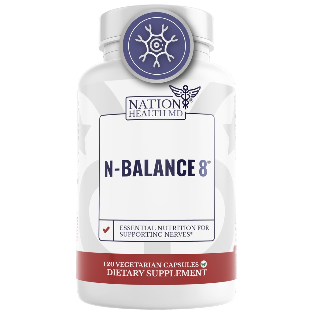 N-Balance8 - Nerve Support Formule - Nerve Supplement s Alpha Lipoic Acid, Benfotiamin a ALA - Nerve Zdravotní doplňky pro muže a ženy, 60 Kapsle
