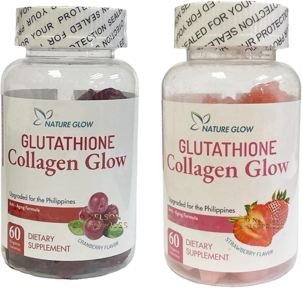 Nature Glow Glutathione Collagen Glow, 60 Organic Chewable Gummies (Jahoda (1Lahev) & Brusinka (1 Lahev))