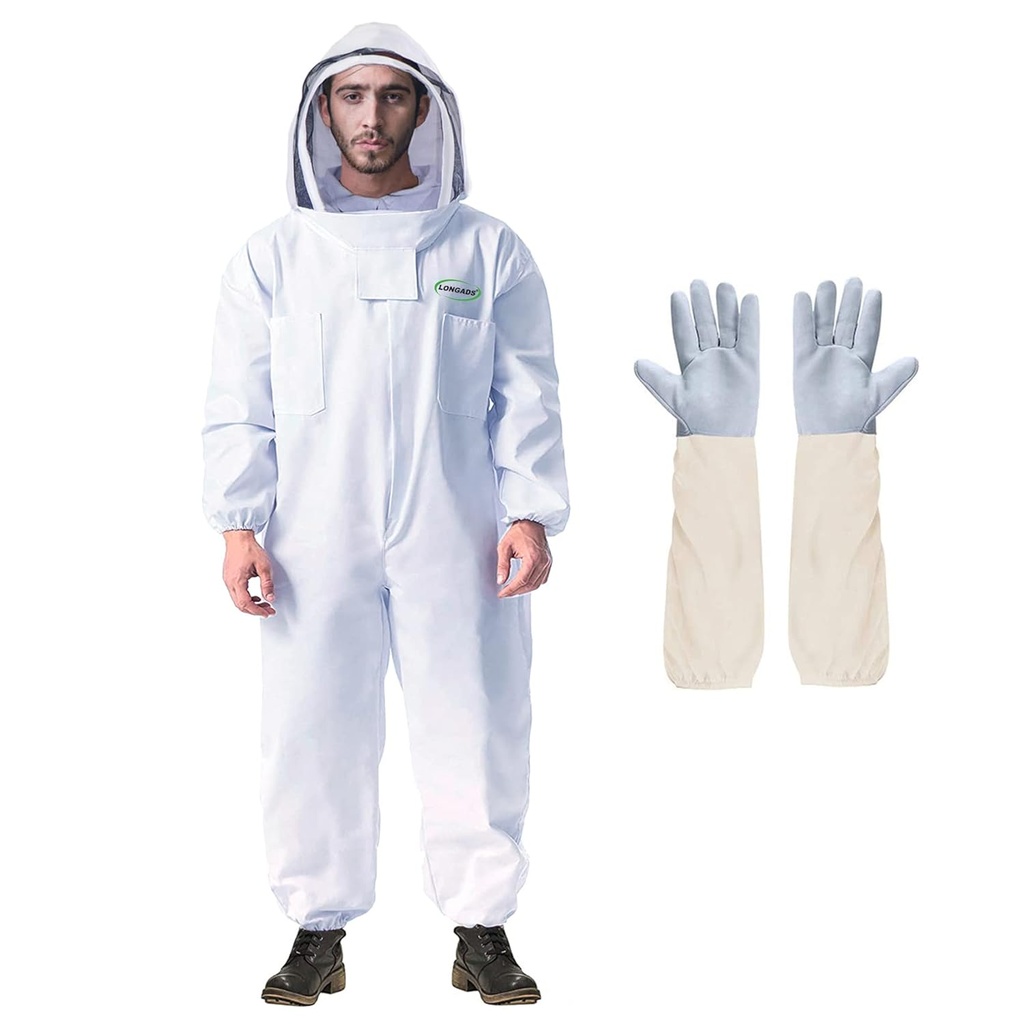 LONGADS Profesionální Bee oblek pro muže ženy, Beekeeping oblek Beekeeper oblek s rukavicí a větraný Hood, Multi- Size Bee Outfit pro Backyard a Bee Keeper pro Bee Keeper Catcher vánoční kostýmy