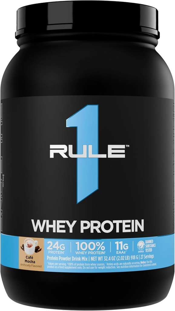 Pravidlo 1 Syrovátkový protein - 24g Fast- acting protein from All- Syrovátkový zdroj s přirozeně objevujícími se EAA & BCAA pro rekonvalescenci nebo kdykoliv (2 libry *, Café Mocha)