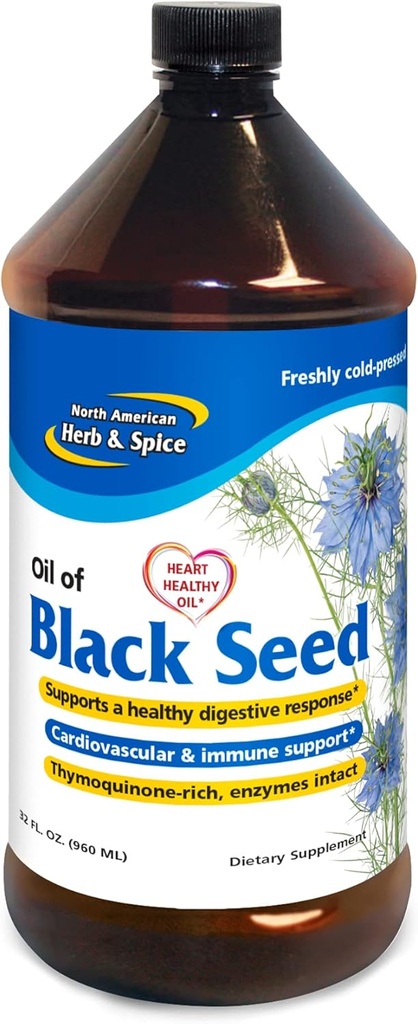 Severoamerický Herb & Spice Black Seed Oil - 32 fl. oz. - Kardiovaskulární, stravitelná a imunitní podpora - Non- GMO - 192 Služeb