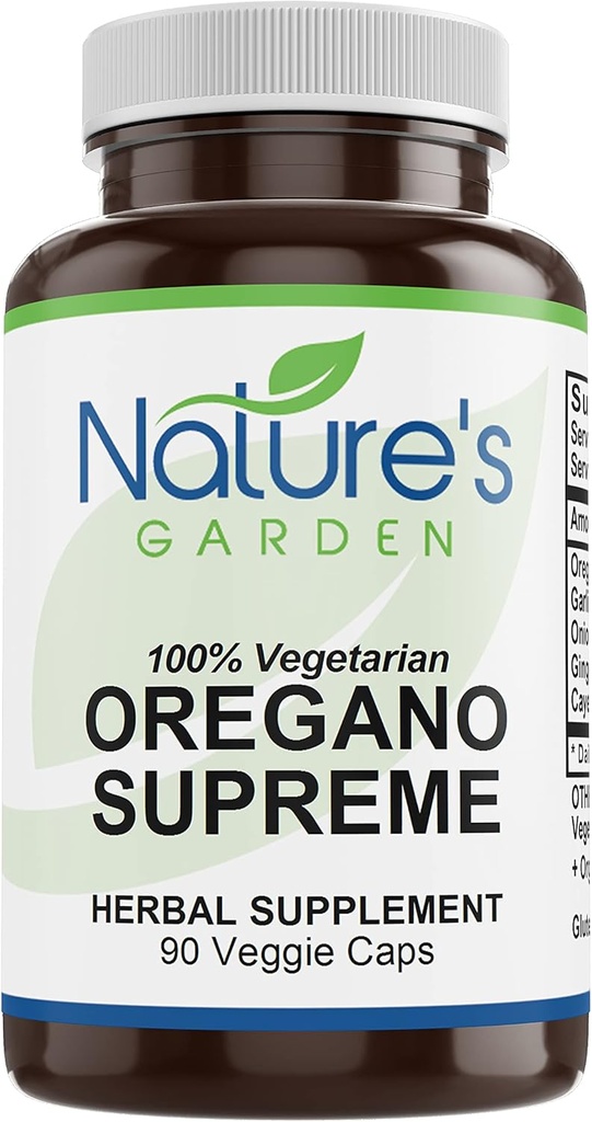 NATURE 'S Garden ESSENTIALS Oregano Supreme (w / Česnek, Cibule, Ginger & Cayenne) - 90 Veggie Caps