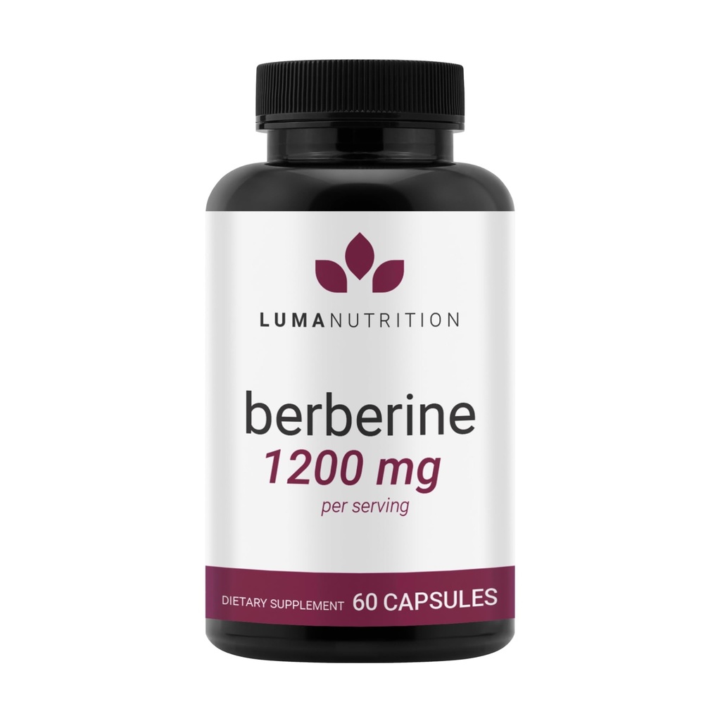 Luma Nutrition Berberine dodatek - Berberine HCL 1200mg Per Serving - Vegan, gluten zdarma, Non- GMO - 60 Kapsle