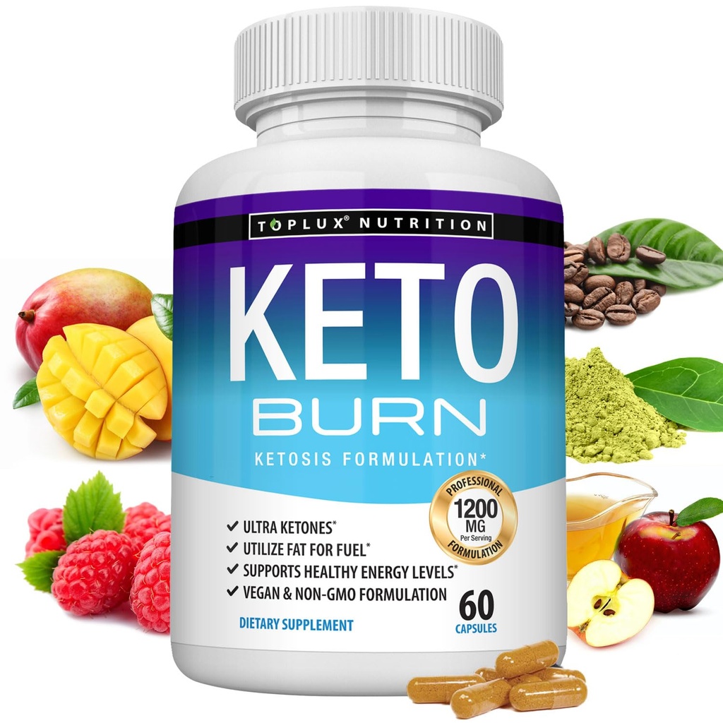 Topux Keto Burn pilulky Ketosis hubnutí - 1200 Mg Ultra pokročilé přírodní ketogenní tuk hořák pomocí keton dieta pro ženy 60 kapsle Dodatek