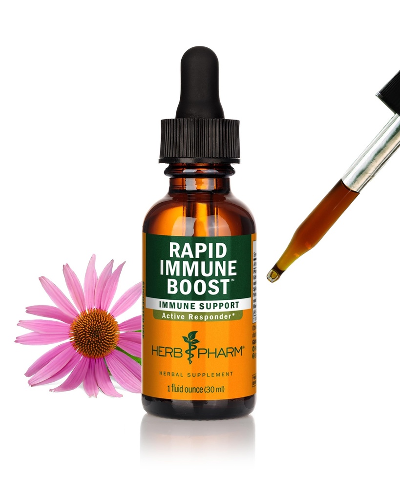 Herb Pharm Organic Rapid Imunitation Boost: Fast- Absorbing tinktura pro dospělé, Echinacea tinktura s Goldenseal, Ginger Extract & Elderberry, Imunitate Supplement & Wellness Aid, 1 Oz