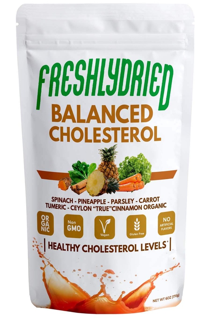 FreshlySured Balanced Cholesterol Powder - Podporuje zdravé hladiny cholesterolu - w / tumeric, Ceylon Pravá Skořice, Špenát, Petržel, Ananas - Vegan- Friendly - 17 Slunečnice - 6 Ounces