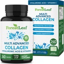 ForestLeaf Multi kolagen pilulky - kolagen muži a kolagen ženy - Hydrolyzované kolagen doplňky s vitaminem C & Hyaluronic acid - kolagen kapsle pro vlasy, kůži a nehty (240 Peptid kapsle)