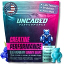 Kreatinové monohydrát Gummies 5G - Delicious Blue Raspberry Flavor, Max. síla pro růst svalů, rychlé absorbování pro muže a ženy - Premium All Natural, Lab Tested - 30 Služeb