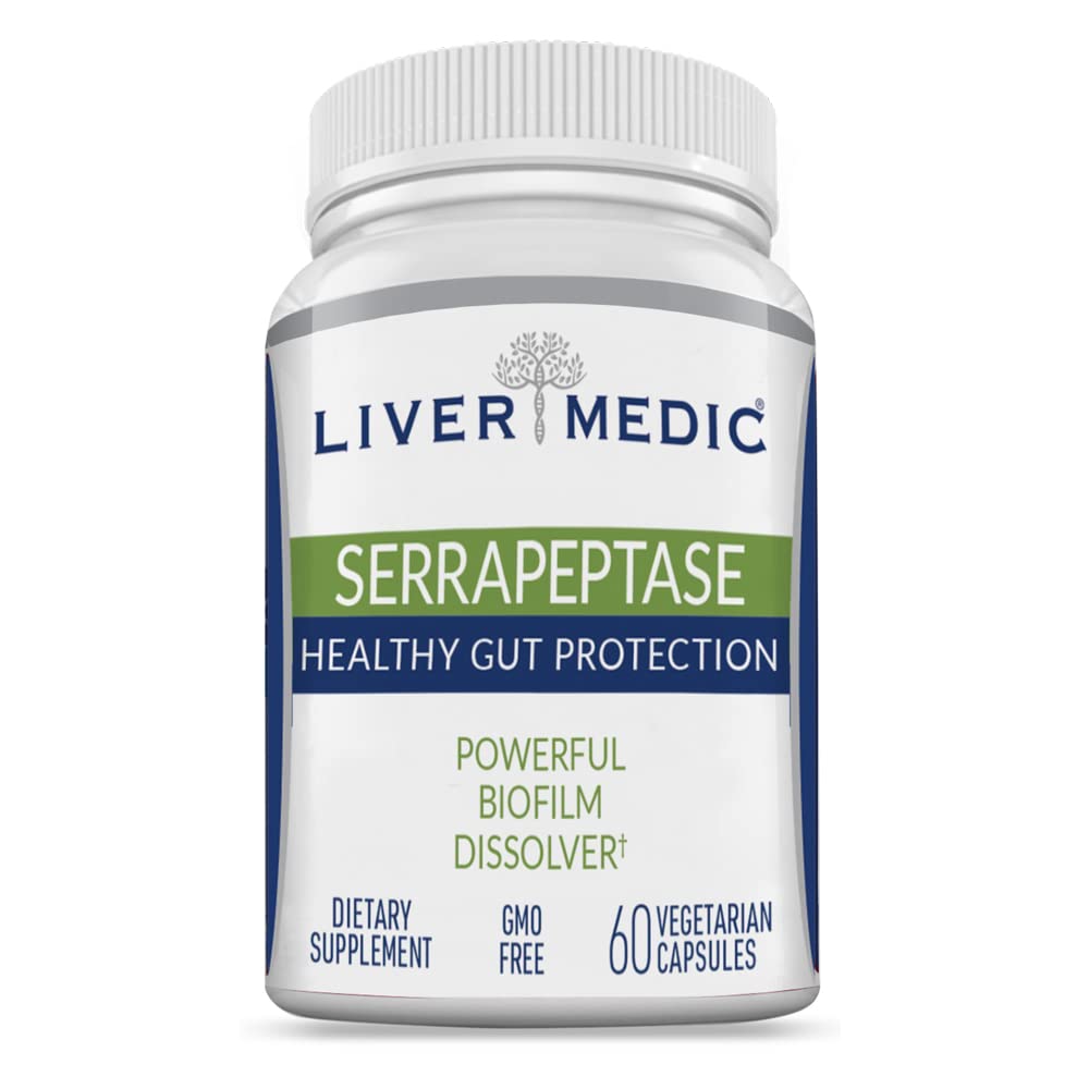 Serrapeptáza Čistá stravitelné proteolytické enzymy Enteric Coated Premium Health Gut Protection a Vegan Játra Supplement for Sinus, Respirační a Gut Health NonGMO (60 Caps)