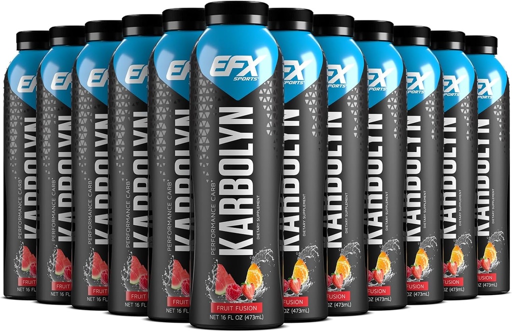 EFX Sports Karbolyn Palivové nápoje 124; Pre, Intra, Post Workout Karbohydrát Pij 124; Karb zatížení, Trvalá energie 124; Stimulant & cukr zdarma 124; 12 Pack (Ovoce Fusion)