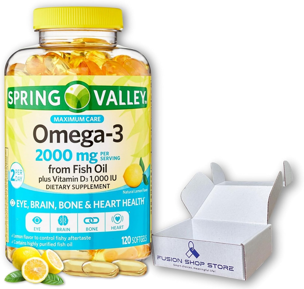 Omega 3 2000mg softgel- Fish Oil, 120ct (balení po 1), Box by Fusion Shop Store