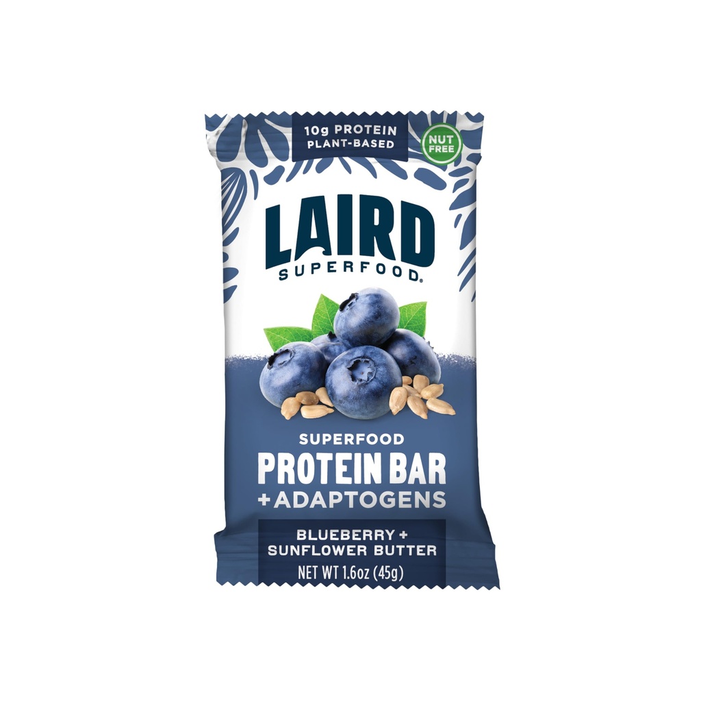 Laird Superfood Functional Protein Bary, Protein Bar, ale lepší s reálnými složkami, Funkční houby 10g Plant- based Protein, 6g Fiber, Blueberry slunečnicové máslo, 10 Počet (balení po 1)