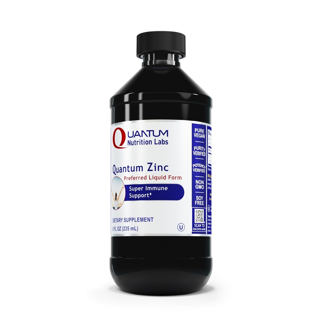 Quantum Nutrition Labs Liquid Zinek Supplement Drops - zinek sulfát tinktura pro dospělé, 25 mg na servírování, Metabolická funkce a imunitní podpora - 8 Fl Oz láhev