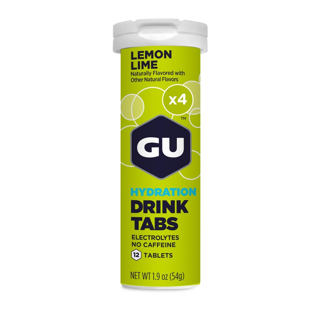 GU Energy Hydration Electrolyte Drink Tablety, Enhanced Endurance Sports Drink for running, Cycling, Triatlon, 4-Count (48 Servings), Lemon Lime