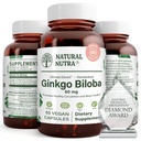 Přírodní Nutra Ginkgo Biloba, zlepšuje cirkulaci do mozku a zvyšuje paměť, zvyšuje tok kyslíku, a zlepšení funkce mozku, Podpora Nerve zdraví, Vegan a gluten zdarma, (60) Kapsle