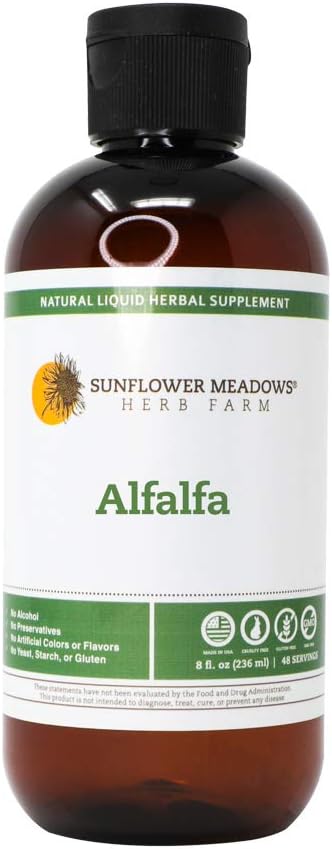 Alfalfa Liquid Bylinný dodatek - 8oz- Alkoholicko-bez, Non- GMO, Vyrobeno s organickými složkami