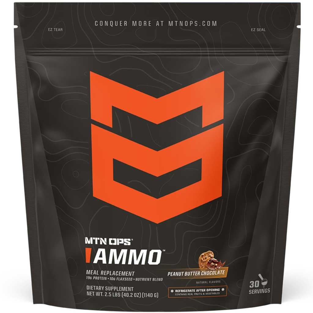 MTN OPS Ammo protein Powder Meal Náhradní Shake pro Lean Muscle Building, 28 Servings, arašídové máslo Čokoláda