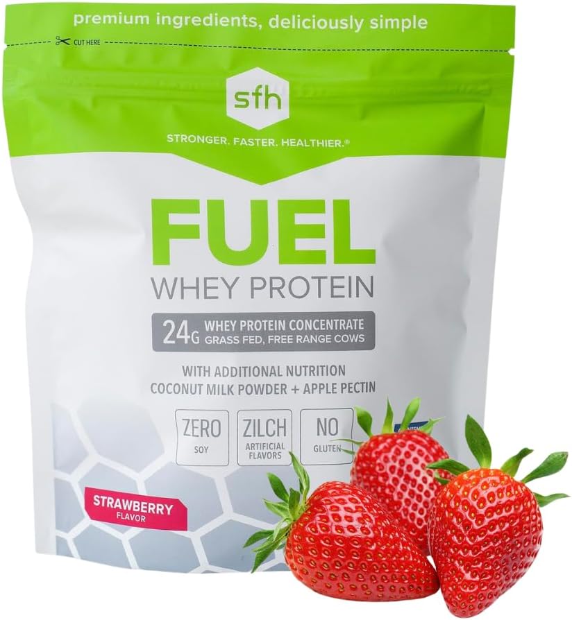 SFH Fuel Whey Protein Powder Great Toasting Grass Fed Whey Whey 124; MCTs & Fiber for Energy CYP 124; All Natural CYP 124; Soy Free, gluten Free, No RBST, No Umělé Flavors (Jahoda (1.6lb Bag))