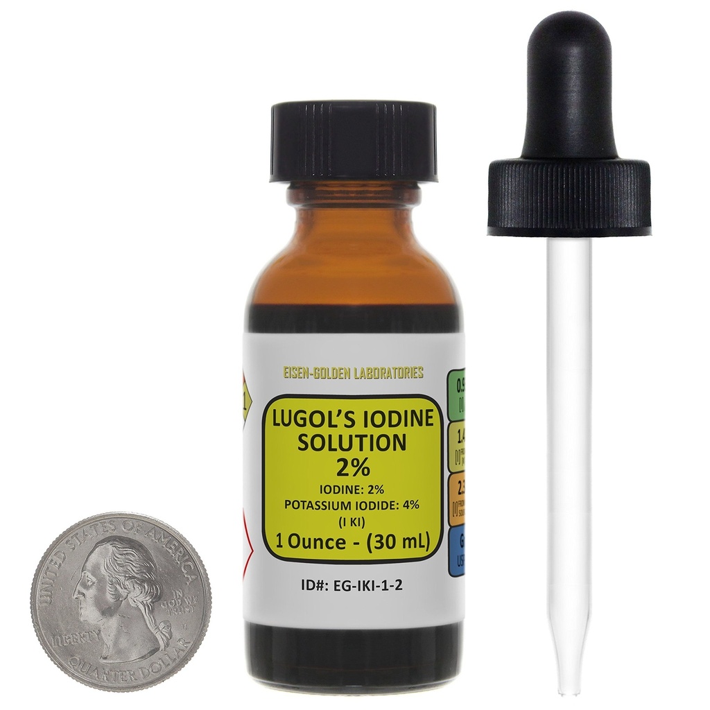 Lugol 's jód / 2% Solution / 1 Oz in an Amber Glass Bottle / Free Dropper