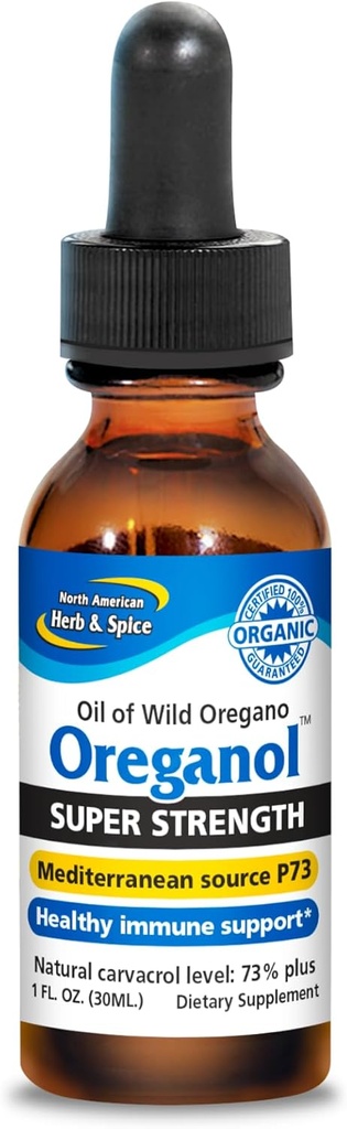 SEVERNÍ AMERICAN HERB & SPICE Super Strength Oreganol - 1 fl. oz. - Nezpracovaný, Wild, Organic Oregano Oil - Středozemní zdroj P73 - Non- GMO - 432 Servings