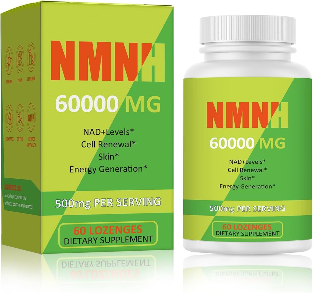 NMNH 500mg (Dihydronicotinamid Mononukleot), NMN dodatek Alternativní s NR, TMG, Resveratrol, COQ10, NAD dodatek, Energy, Boost NAD + Úrovně 60 tobolek