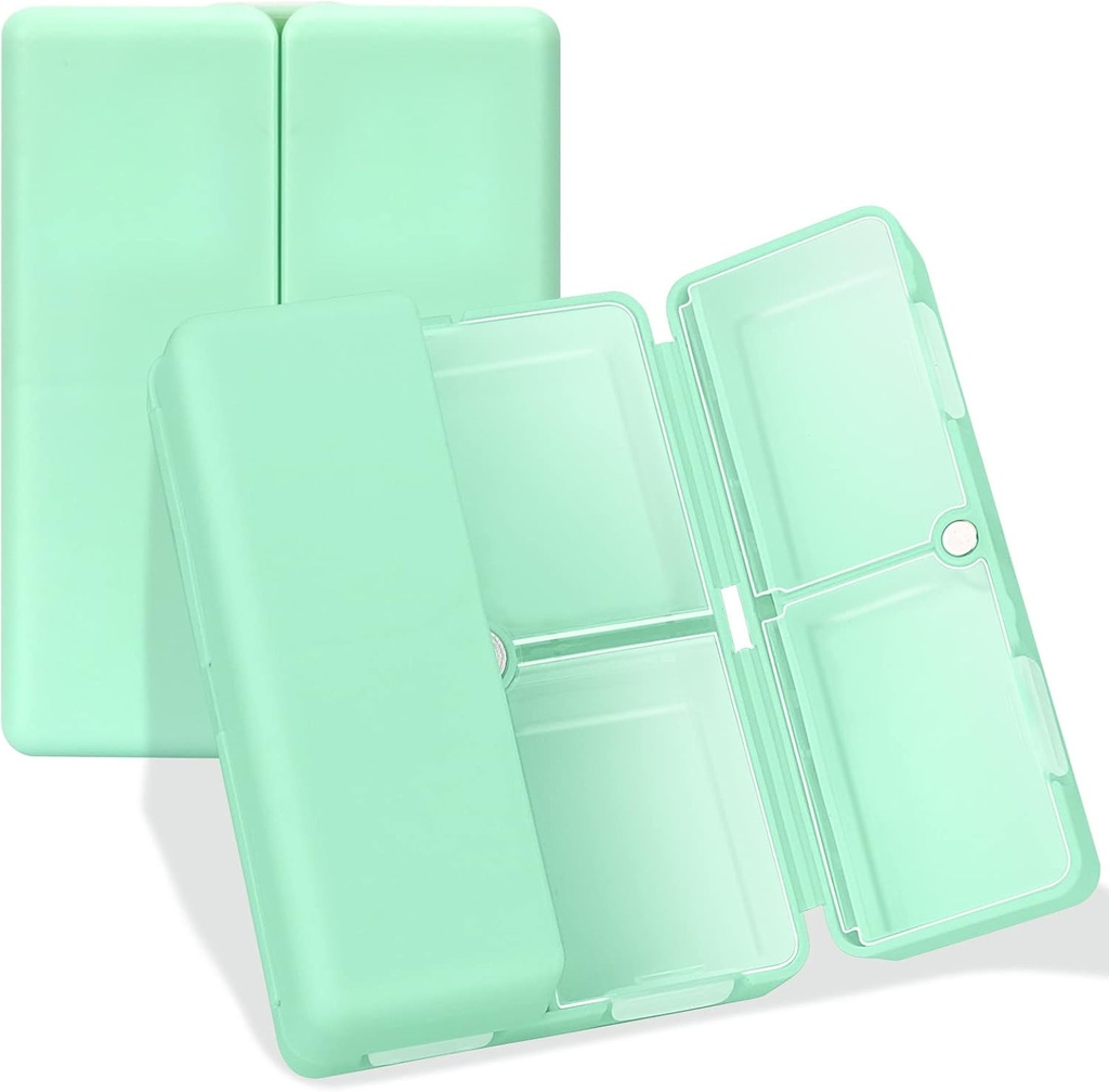 Daily Pill Organizer, 7 Compartments Přenosný Pill Pouzdro Pořadatel, [Skládací Design] Pill Box pro kabelku držet vitaminy, Cod Játra olej, doplňky a léky-zelená
