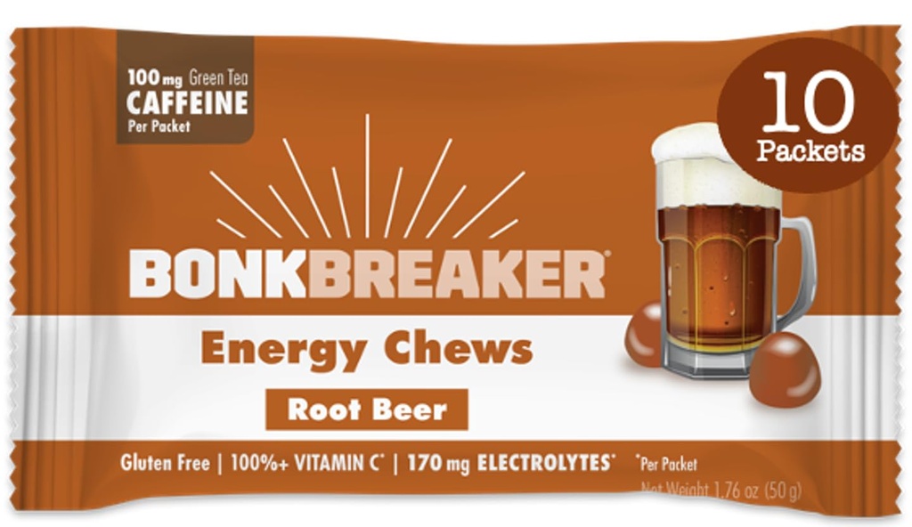 Bonk Breaker Energy Chews, Dairy-Free, gluten- Free ingredience poskytnout rychlou energii a focus, 1 box 10 Packets, Root Beer