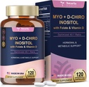 Totaria Inositol Dodatek - 3075mg Myo- Inositol & D- Chiro Inositol Capules Plus Vitamin D3, Folát, Ideální 40: 1 Poměr - Hormonální bilance pro ženy & Ovaria * Podpora 124; Vegan, Non GMO - 120 Caps