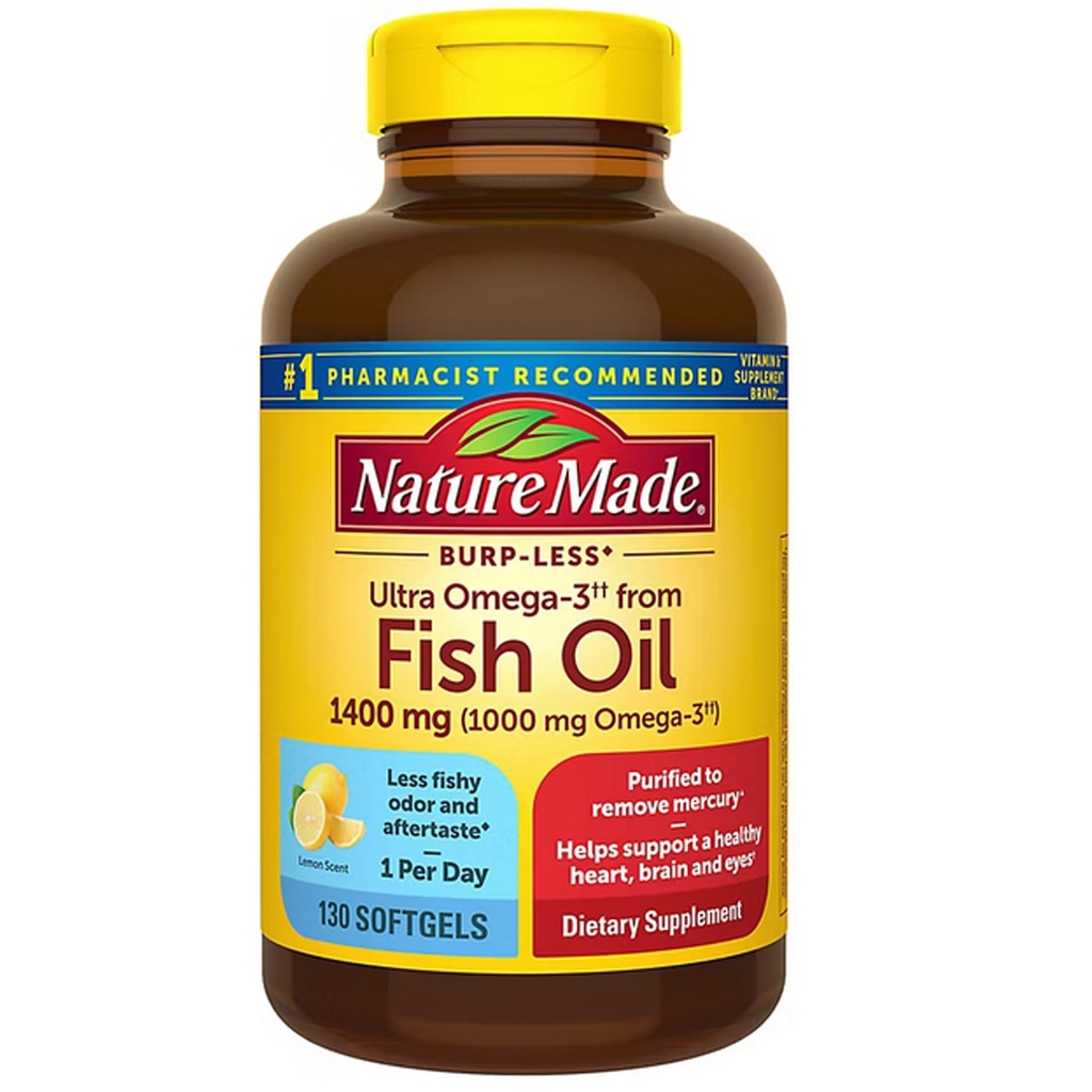 Příroda Vyrobeno Ultra Omega-3 Bezedný rybí olej 1400 mg Softgels w. Omega 3 1000 mg 130 Ct