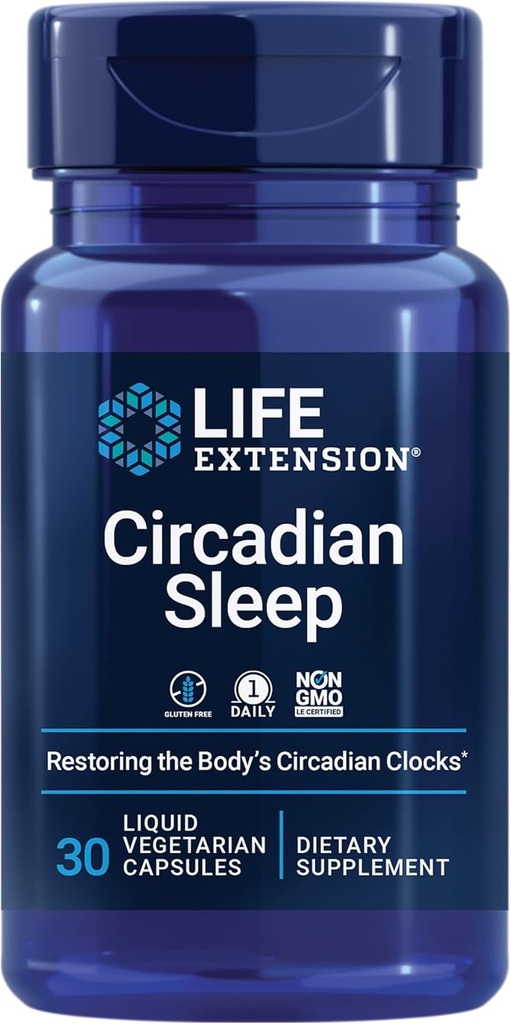 Life Extension Circadian Sleep, nobiletin Citrus Extract, Sleep Support, Sleep Health, Obnovit vaše tělo Sleep- Wake Cycle, 1,5 mg melatoninu, gluten zdarma, Non- GMO, Vegetariánské, 30 tekuté kapsle