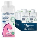 KATE FARMS Organic Pediatric Peptid 1.5 Formule, Vanilla, Sole- Source Hydrolyzované Plant- Based Nutrition for Oral or Tube Feeding, 8.45 oz (12 pack)