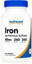 Nutricost Iron (jako železitý sulfát) 65mg, 240 tablet - Non- GMO, bez glutenu