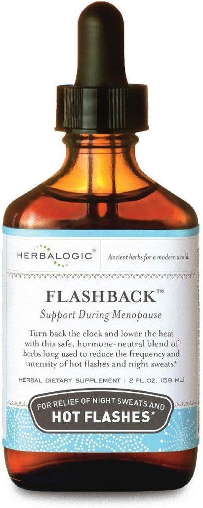 Herbalogika - Flashback Liquid Herb Drops - Natural Relief for Menopausis Hot Flashes, Night Sweats, Sleeplless, Iritability & Mood Swings - 2 Fl. Oz.