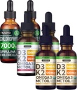 NUSAVA Jahodové ochucené D3 K2 Kapky, Vanilla ochucené D3 K2 Kapky, & Chlorofyl tekuté Kapky Bundle - Potentní tekuté vitaminy pro srdce, společné, energie, a imunitní podpora - Non- GMO, gluten- zdarma, 2pk