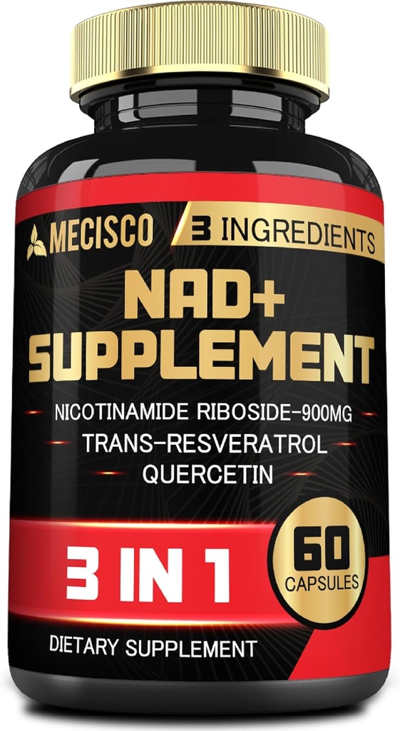 3in1 NAD + dodatek 1200Mg - Nicotinamid Riboside s Trans Resveratrol & Quercetin - Buněčná aktivita, imunita, stárnutí zdraví - 60 Počet dodávek na 30 dní